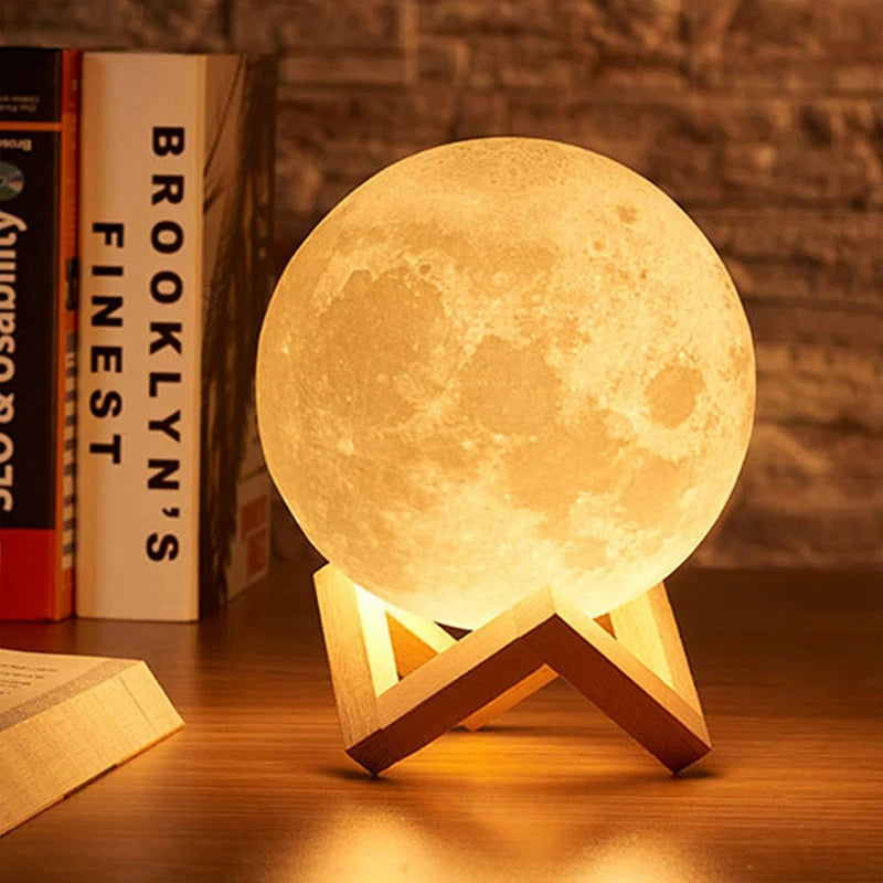 Luz de Lua LED 3D – Luz Noturna Galáxia, Presente para Crianças, Decoração de Quarto