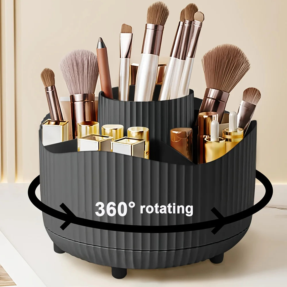 Porta Pincéis Giratório 360° com 5 Compartimentos, Organizador de Cosméticos para Esmaltes, Skincare e Perfumes, Bancada e Banheiro