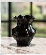 Vaso de Cerâmica Nórdico com Textura 3D – Ondas em Relevo, para Sala, Quarto e Flores Secas