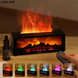 Difusor de Aromas com Efeito Chama – Umidificador Aromatérapico com Luz RGB e Controle Remoto