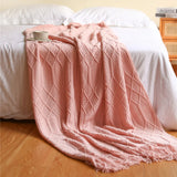 Manta Tricô Boho com Franjas – 100% Acrílico, Leve e Macia, para Sofá, Cama e Decoração