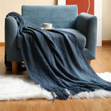 Manta Tricô Boho com Franjas – 100% Acrílico, Leve e Macia, para Sofá, Cama e Decoração