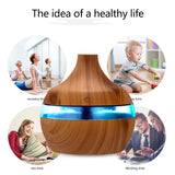 Umidificador USB Ultrassônico com Design de Madeira – Difusor de Aromas e Névoa Fria para Casa