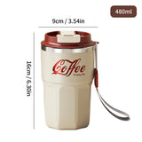 Caneca Térmica de Aço Inox 304 com Tampa e Alça – Dupla Camada, 400ml ou 480ml, Reutilizável