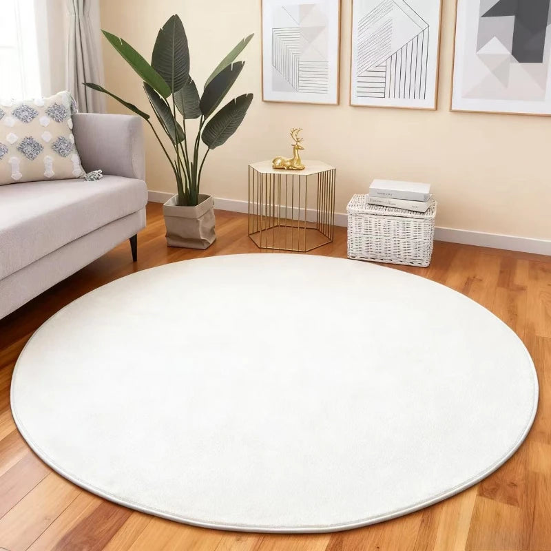 Tapete Redondo Minimalista – Pelúcia Grossa, Antiderrapante, para Sala e Quarto