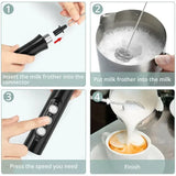 Mixer Elétrico Recarregável 3 Velocidades – Espumador de Leite para Café, Cappuccino e Chocolate Quente