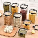 Potes Herméticos para Cozinha – Organizador de Grãos e Temperos, Plástico PET, Estilo Japonês