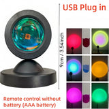 Luz de Projeção Pôr do Sol – 16 Cores, Controle Remoto USB, LED Dinâmico para Decoração de Ambientes
