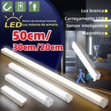 Fita LED com Sensor de Movimento – Recarregável USB, Brilho Ajustável, Sem Fio, para Guarda-Roupa e Quarto