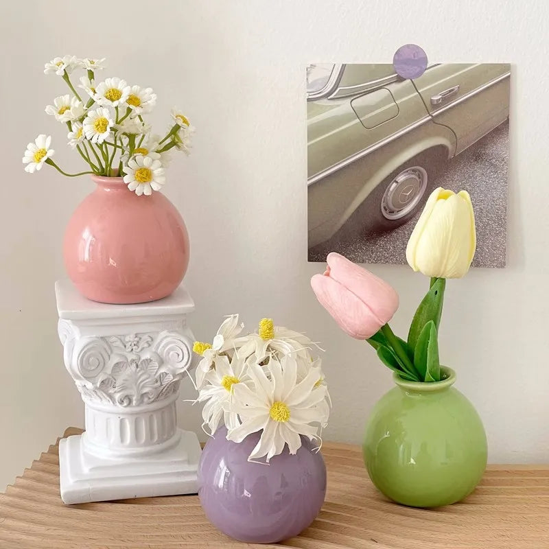 Vasinho de Cerâmica Esmaltada Decorativo – Minimalista, para Mesa, Banheiro e Hidropônica