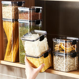 Potes Herméticos para Cozinha – Organizador de Grãos e Temperos, Plástico PET, Estilo Japonês