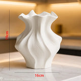 Vaso de Cerâmica Nórdico com Textura 3D – Ondas em Relevo, para Sala, Quarto e Flores Secas