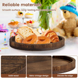 Bandeja Redonda de Madeira Retrô 30cm – Decorativa, Multiuso, Suporte para Velas e Mesa