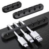 Organizador de Cabos USB de Silicone, Enrolador de Cabo, Clipes para Gerenciamento de Mesa, Suporte para Mouse, Fone de Ouvido e Acessórios