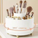 Porta Pincéis Giratório 360° com 5 Compartimentos, Organizador de Cosméticos para Esmaltes, Skincare e Perfumes, Bancada e Banheiro