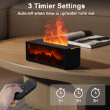 Difusor de Aromas com Efeito Chama – Umidificador Aromatérapico com Luz RGB e Controle Remoto