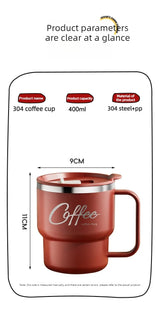 Caneca Térmica de Aço Inox 304 com Tampa e Alça – Dupla Camada, 400ml ou 480ml, Reutilizável