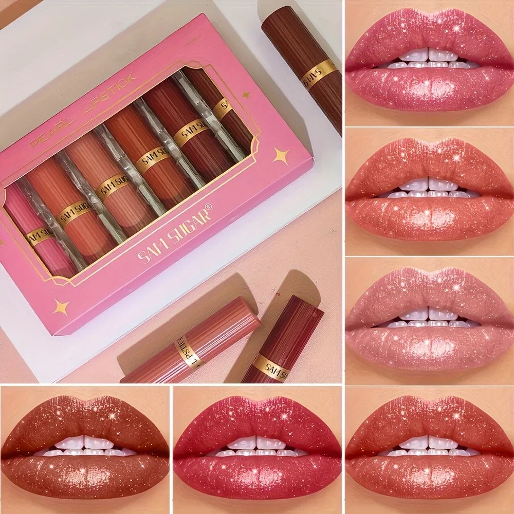 [6pcs Lipstick Set] 6pcs Lipstick Set, Colorful Shiny and Delicate Long-Lasting Matte Waterproof Lip Gloss in 6 Colors