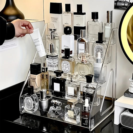 Acrylic Multi-Tier Makeup Organizer Perfume Storage Box Dressing Table Display Stand Organizers for Cosmetics Bathroom Organizer