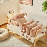 Capa de Almofada de Linho com Franjas – Decorativa para Sofá, Cadeira e Cama, 45x45 / 30x50cm