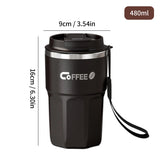 Caneca Térmica de Aço Inox 304 com Tampa e Alça – Dupla Camada, 400ml ou 480ml, Reutilizável