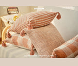 Capa de Almofada de Linho com Franjas – Decorativa para Sofá, Cadeira e Cama, 45x45 / 30x50cm