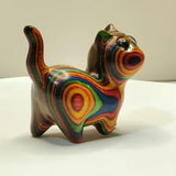 Estatueta de Gato em Madeira Pintada à Mão – Enfeite Decorativo para Mesa, Prateleira e Quarto