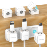 Organizador de Cabos, Clipes para Gerenciamento de Cabos, Suporte para Carregador de Celular, Ajustável, Kit 6+1