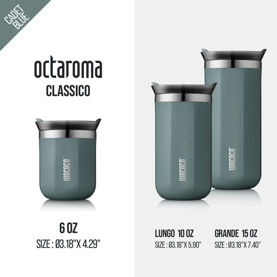 Caneca Térmica WACACO Octaroma – Parede Dupla em Aço Inox, Isolamento a Vácuo, 180/300/435ml