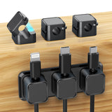 Organizador de Cabos, Clipes para Gerenciamento de Cabos, Suporte para Carregador de Celular, Ajustável, Kit 6+1