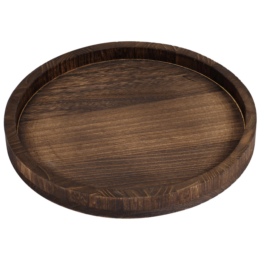 Bandeja Redonda de Madeira Retrô 30cm – Decorativa, Multiuso, Suporte para Velas e Mesa
