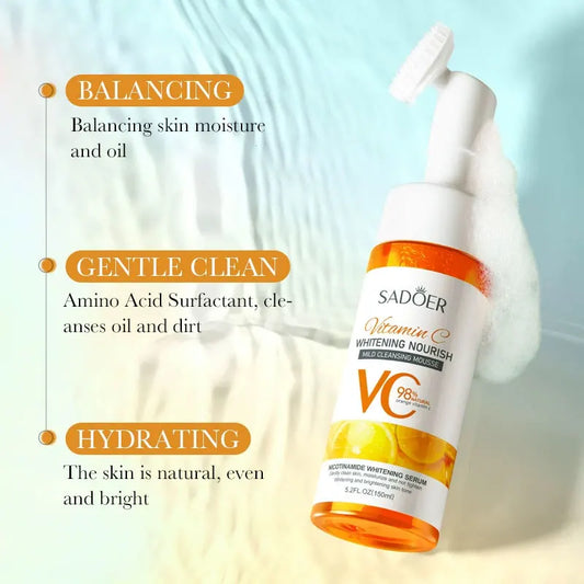 SADOER VC Facial Cleanser Cleaning Mousse Deep Cleaning Foam Delicate and Not Irritating