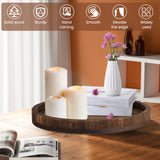 Bandeja Redonda de Madeira Retrô 30cm – Decorativa, Multiuso, Suporte para Velas e Mesa