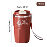 Caneca Térmica de Aço Inox 304 com Tampa e Alça – Dupla Camada, 400ml ou 480ml, Reutilizável