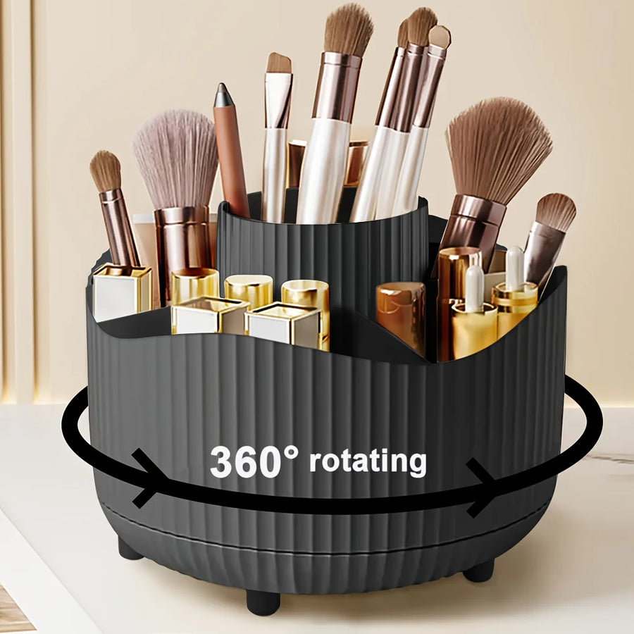 Porta Pincéis Giratório 360° com 5 Compartimentos, Organizador de Cosméticos para Esmaltes, Skincare e Perfumes, Bancada e Banheiro