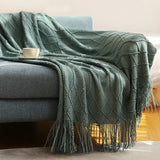 Manta Tricô Boho com Franjas – 100% Acrílico, Leve e Macia, para Sofá, Cama e Decoração