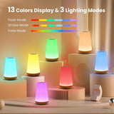 Luz Noturna RGB 13 Cores com Controle Remoto e Toque – Recarregável USB, Regulável, Portátil para Cabeceira