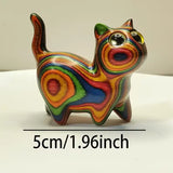 Estatueta de Gato em Madeira Pintada à Mão – Enfeite Decorativo para Mesa, Prateleira e Quarto
