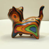 Estatueta de Gato em Madeira Pintada à Mão – Enfeite Decorativo para Mesa, Prateleira e Quarto