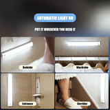 Fita LED com Sensor de Movimento – Recarregável USB, Brilho Ajustável, Sem Fio, para Guarda-Roupa e Quarto