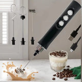Mixer Elétrico Recarregável 3 Velocidades – Espumador de Leite para Café, Cappuccino e Chocolate Quente