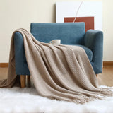 Manta Tricô Boho com Franjas – 100% Acrílico, Leve e Macia, para Sofá, Cama e Decoração