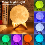 Luz de Lua LED 3D – Luz Noturna Galáxia, Presente para Crianças, Decoração de Quarto