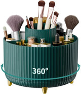 Porta Pincéis Giratório 360° com 5 Compartimentos, Organizador de Cosméticos para Esmaltes, Skincare e Perfumes, Bancada e Banheiro