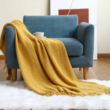 Manta Tricô Boho com Franjas – 100% Acrílico, Leve e Macia, para Sofá, Cama e Decoração