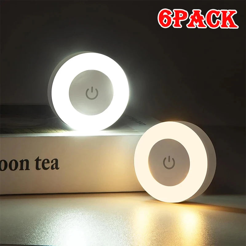 Luz Noturna LED Touch Magnética – 3 Tons, Recarregável USB, para Quarto, Corredor e Armário