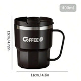 Caneca Térmica de Aço Inox 304 com Tampa e Alça – Dupla Camada, 400ml ou 480ml, Reutilizável