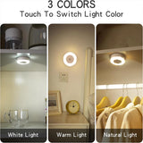 Luz Noturna LED Touch Magnética – 3 Tons, Recarregável USB, para Quarto, Corredor e Armário