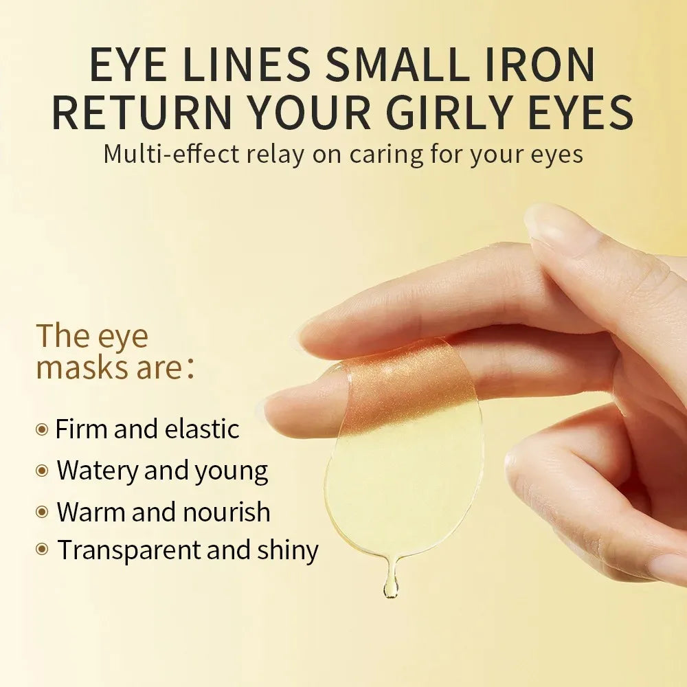 Anti wrinkle under eye cream hydrogel patch for eye lines small iron effect to return girly eyes. The transparent and shiny eye mask is firm, elastic, and watery, designed to warm and nourish the skin for a young and smooth appearance.