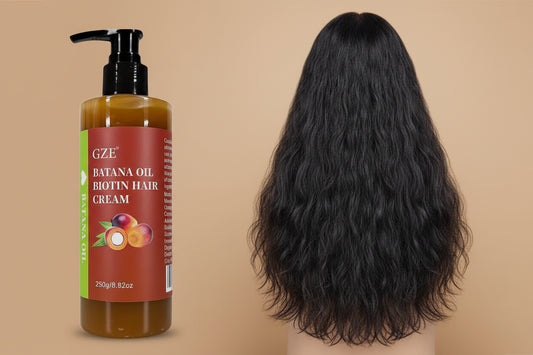 Batana oil and biotin hair cream texture showing rich formula for deep winter hydration